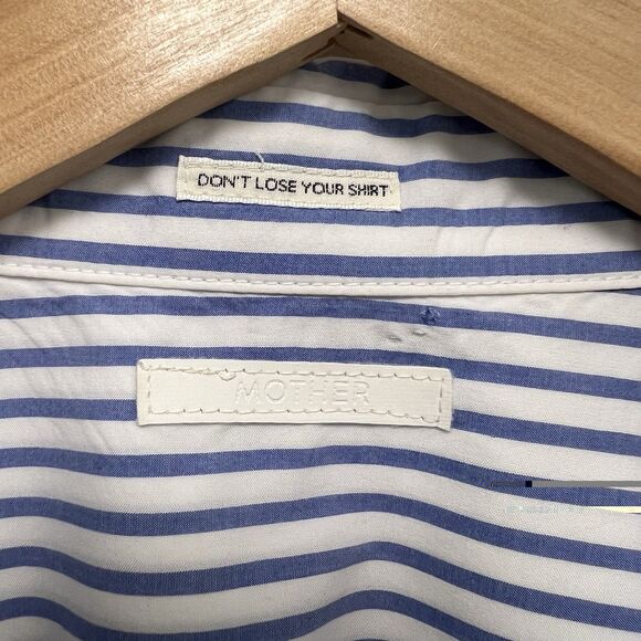 Mother The Roomie Frenchie Shirt In Art School Button Up Top Blue Women’s Size M - Picture 8 of 11